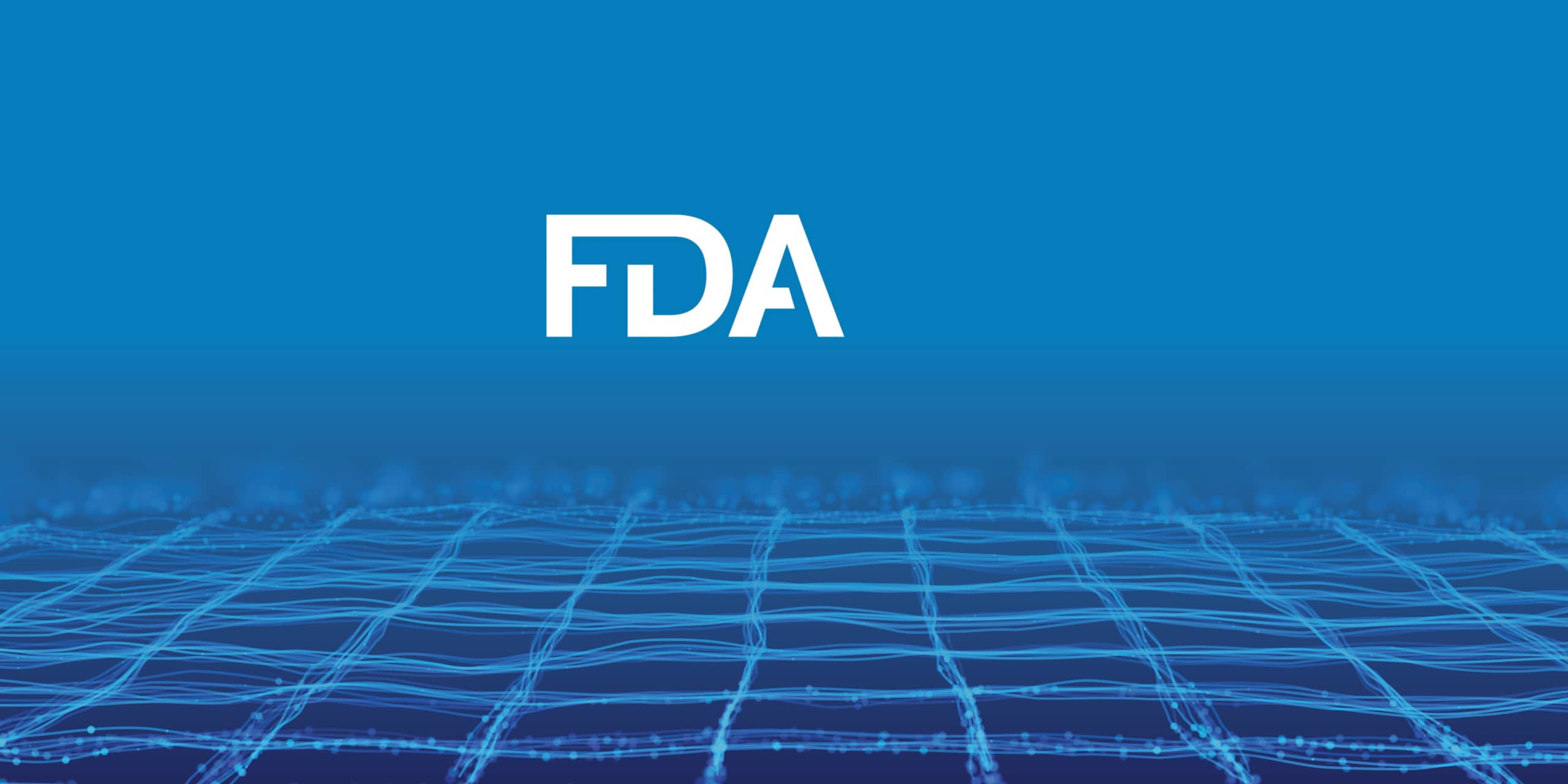FDA logo with blue and white checkered background