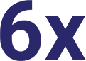 A graphic featuring the number "6x" in bold blue text.